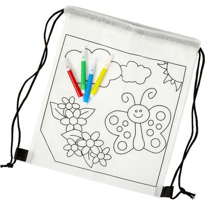 Set de dessin, sac à cordon, feutres