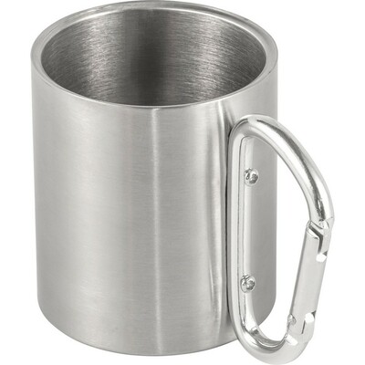 Metal mug 185 ml with carabiner clip