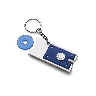 Keyring with shopping cart coin, LED light