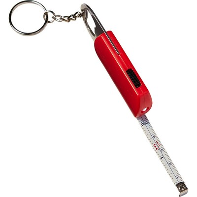 Schlüsselanhänger mit LED-Lampe, Flaschenöffner, Maßband 1m
