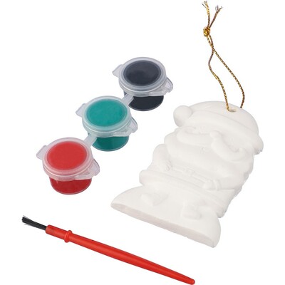 Weihnachtsmann zum Bemalen, Farben und Pinsel